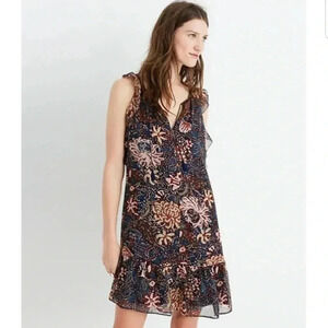 {Madewell} Sea Floral Lily Ruffle Dress Size Small